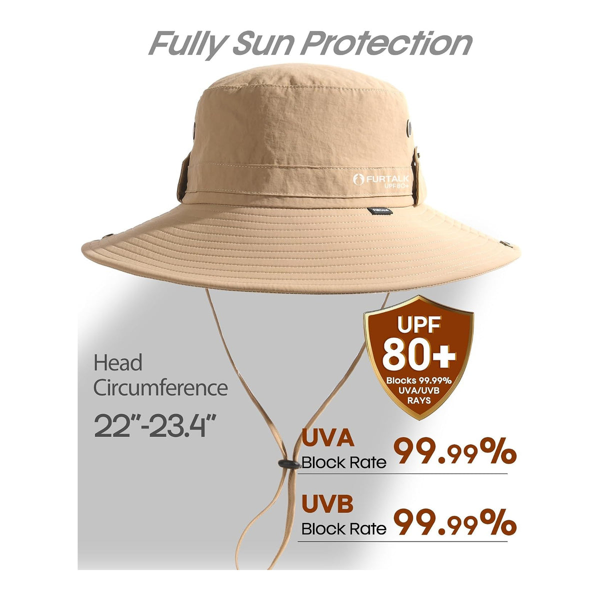 FURTALK Sombreros de sol para hombre con protección UPF 80+, plegables - foto 2