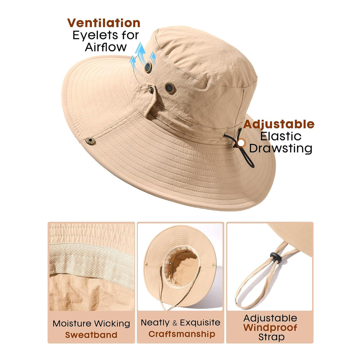 FURTALK Sombreros de sol para hombre con protección UPF 80+, plegables - foto 4