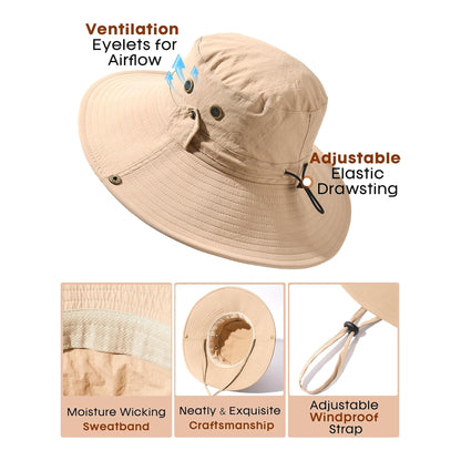 FURTALK Sombreros de sol para hombre con protección UPF 80+, plegables - foto 4