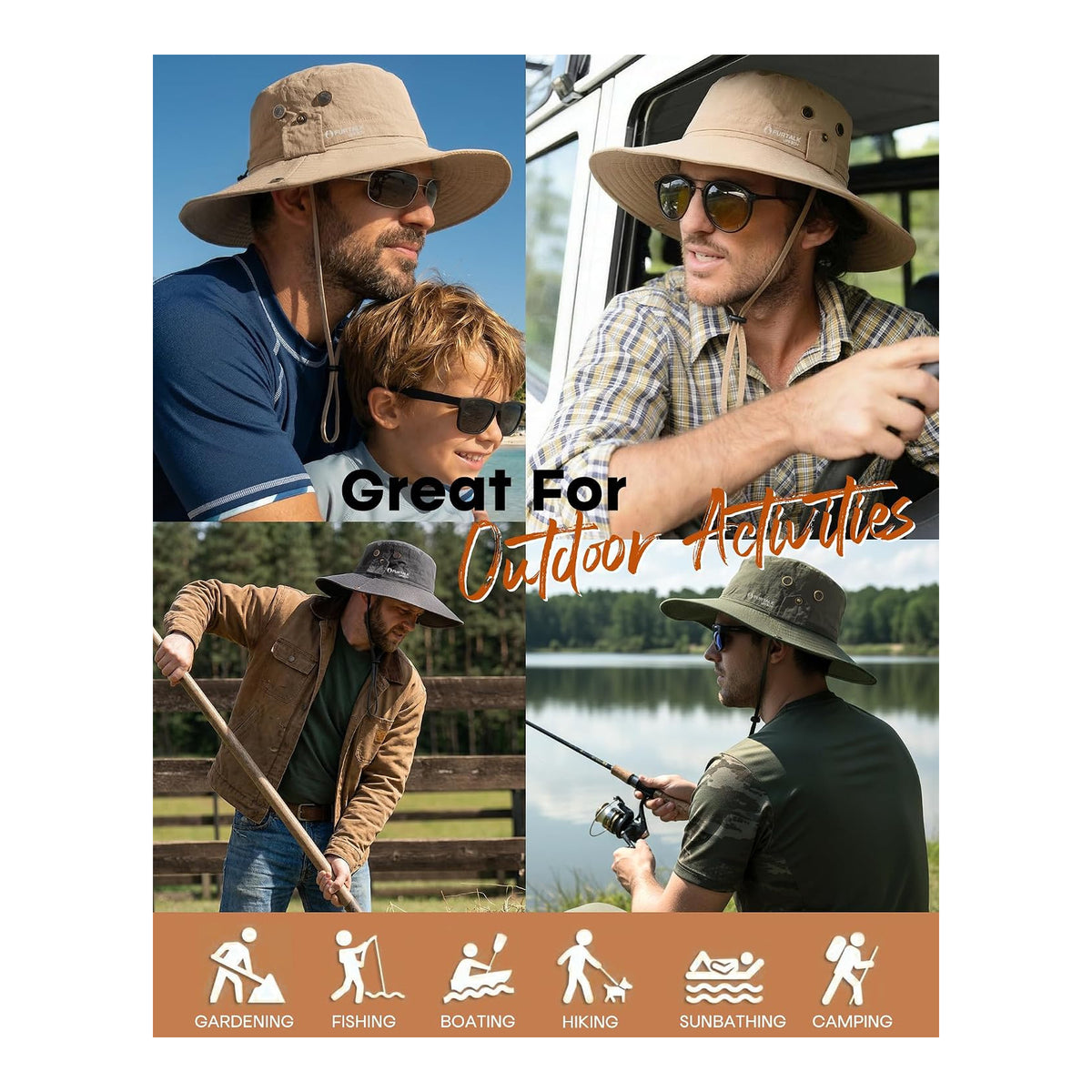 FURTALK Sombreros de sol para hombre con protección UPF 80+, plegables - foto 5