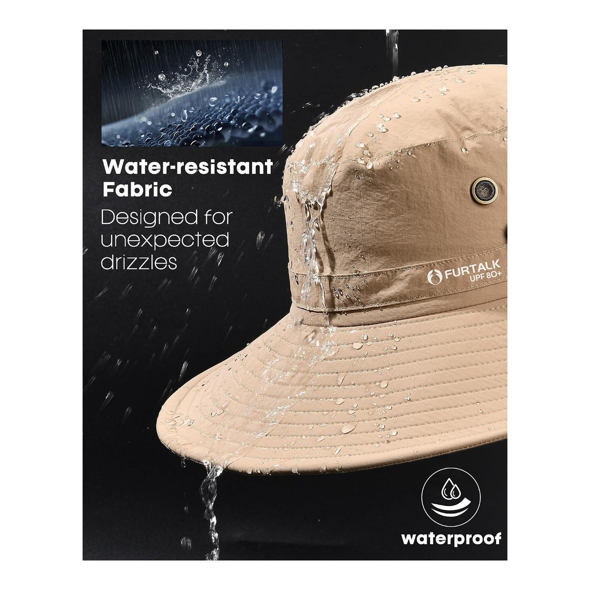 FURTALK Sombreros de sol para hombre con protección UPF 80+, plegables - foto 6