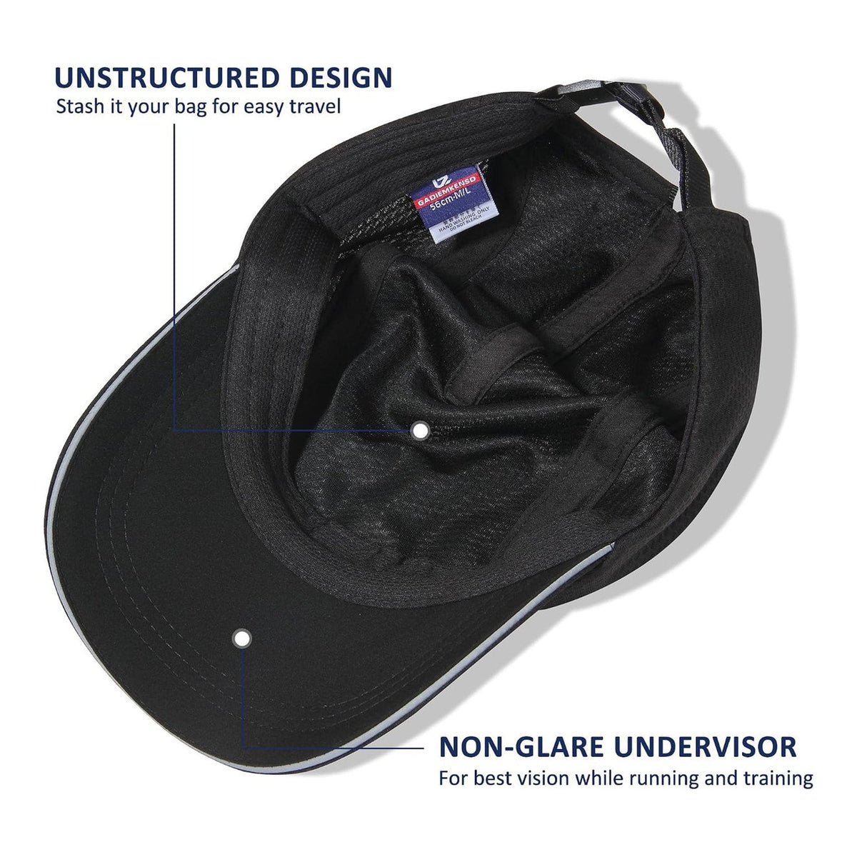 GADIEMKENSD Gorra para correr de mujer, gorra de rendimiento con malla - foto 3
