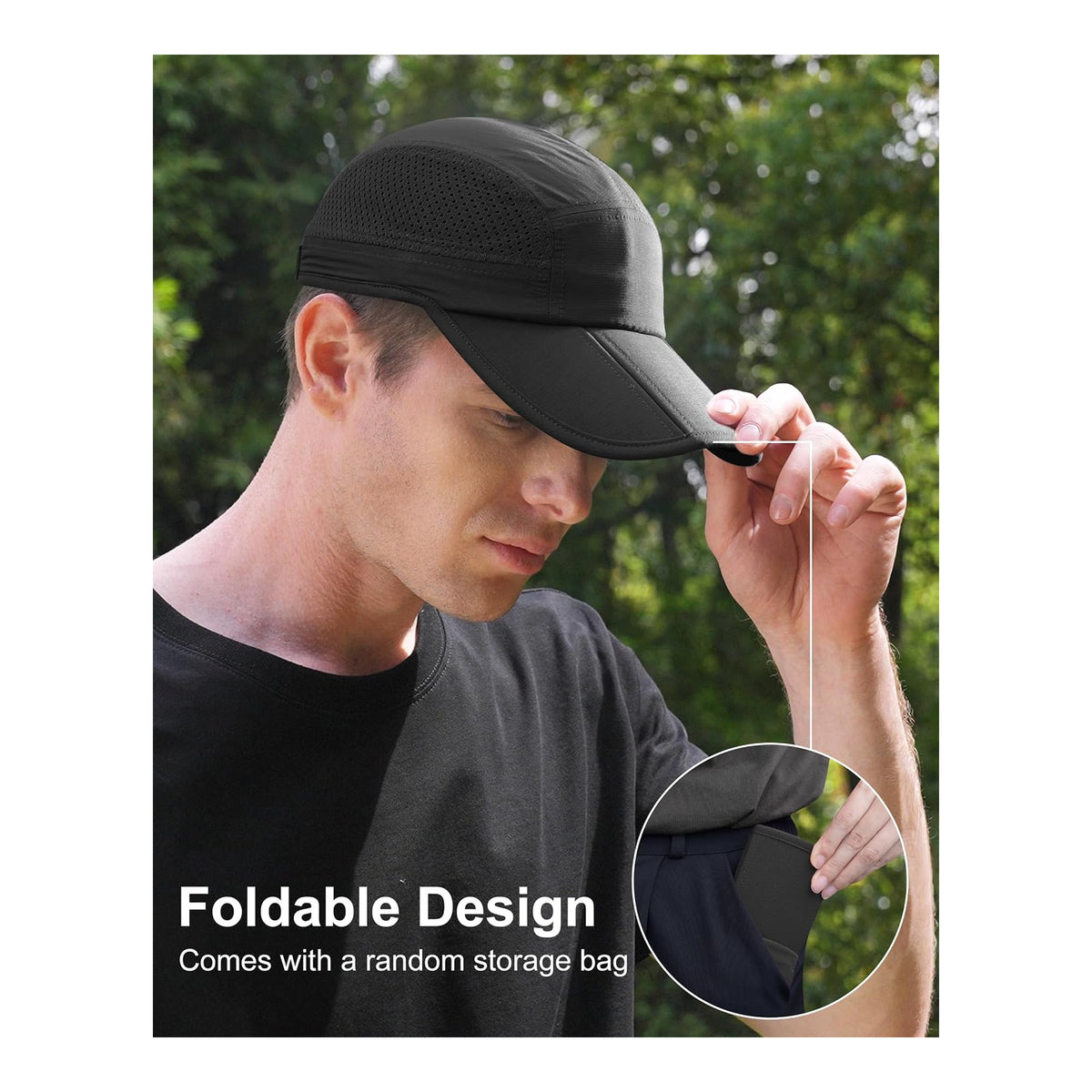 GADIEMKENSD Sombrero plegable para hombre de ala larga - foto 3