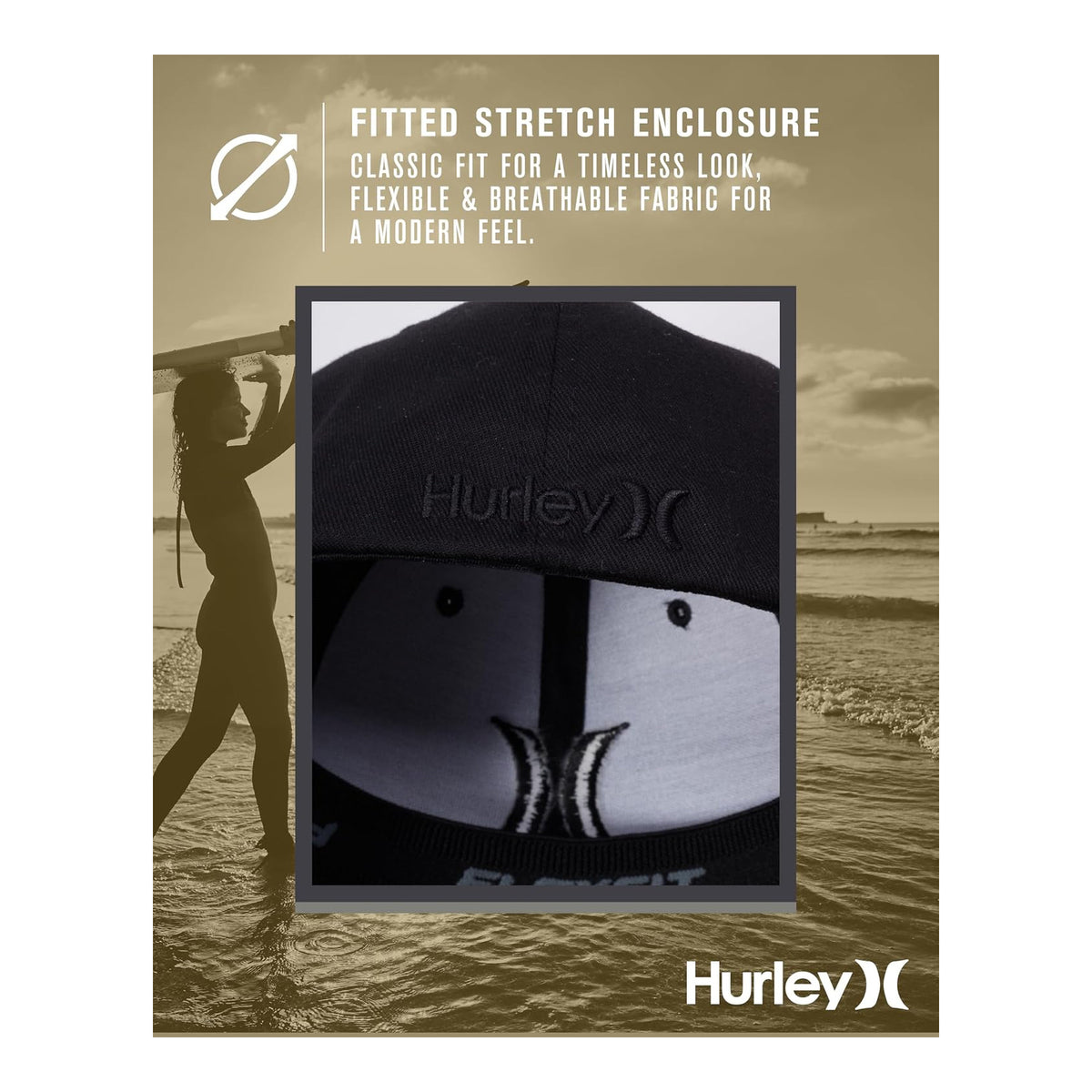 Hurley Gorra de béisbol ajustada con textura para hombre, absorbe la - foto 5