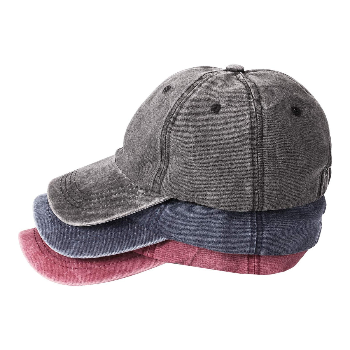 MEINICY Paquete de 3 gorras de béisbol lisas lavadas, estilo retro - foto 1