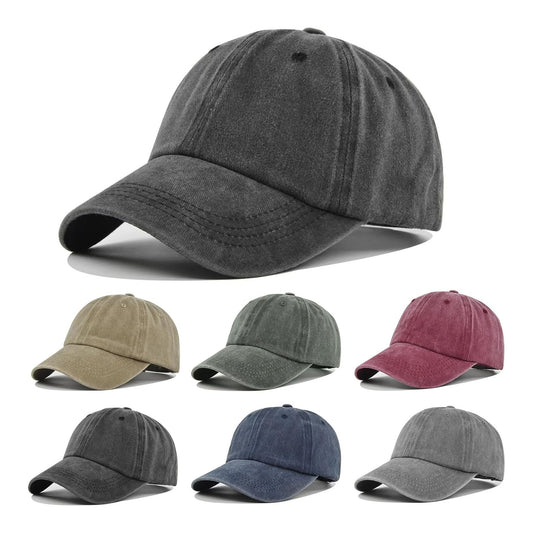 Paquete de 6 gorras de béisbol unisex de algodón lavado vintage, suave - foto 1