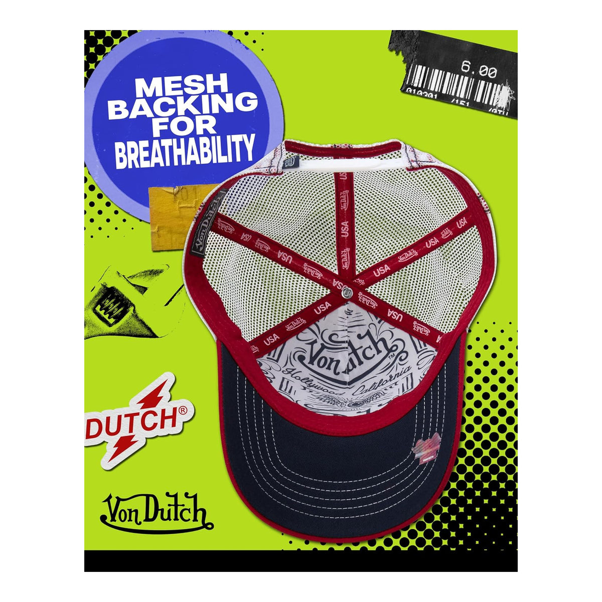 Von Dutch Gorra Trucker Unisex, Colorblock, Visera Curvada, Snapback - foto 4